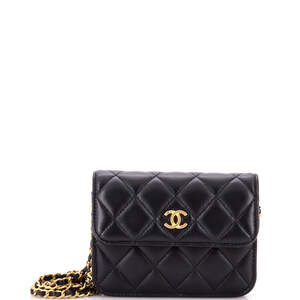 Chanel Mini Pearl Crush Flap Clutch with Chain Quilted Lambskin